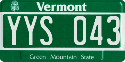 VT license plate YYS043
