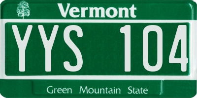 VT license plate YYS104