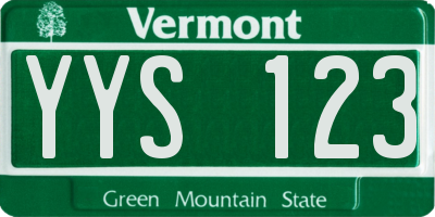 VT license plate YYS123