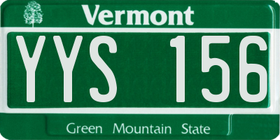 VT license plate YYS156