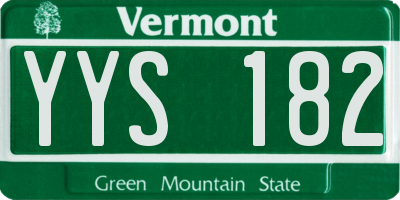 VT license plate YYS182