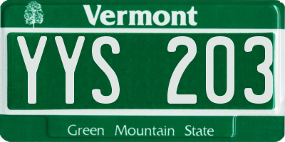VT license plate YYS203