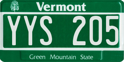 VT license plate YYS205