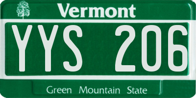 VT license plate YYS206