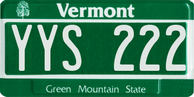 VT license plate YYS222