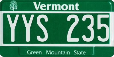 VT license plate YYS235