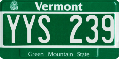 VT license plate YYS239