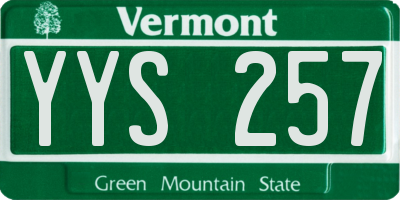 VT license plate YYS257