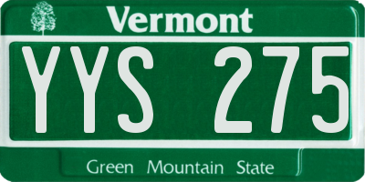 VT license plate YYS275
