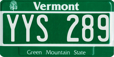 VT license plate YYS289
