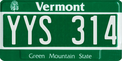 VT license plate YYS314