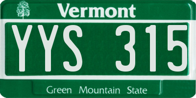 VT license plate YYS315