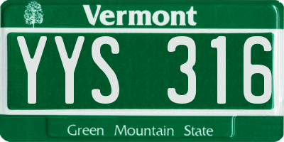 VT license plate YYS316