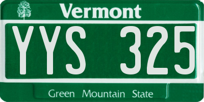 VT license plate YYS325