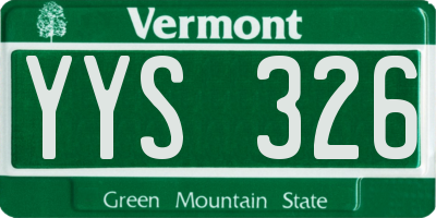 VT license plate YYS326