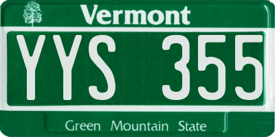 VT license plate YYS355
