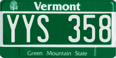 VT license plate YYS358