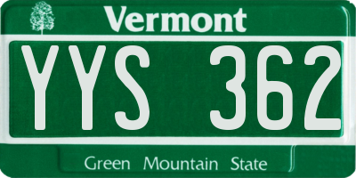 VT license plate YYS362