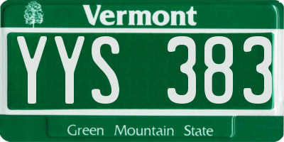 VT license plate YYS383