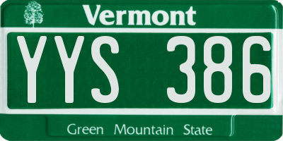 VT license plate YYS386