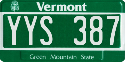 VT license plate YYS387