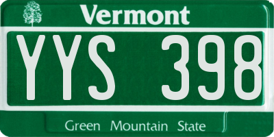 VT license plate YYS398