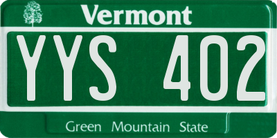 VT license plate YYS402