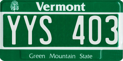 VT license plate YYS403
