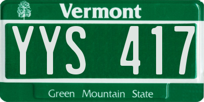 VT license plate YYS417