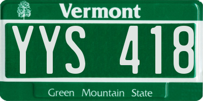 VT license plate YYS418