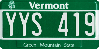 VT license plate YYS419