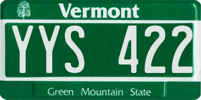 VT license plate YYS422