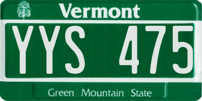 VT license plate YYS475