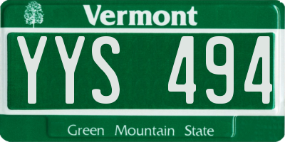VT license plate YYS494