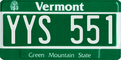 VT license plate YYS551