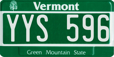 VT license plate YYS596