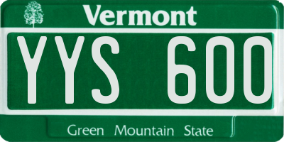 VT license plate YYS600