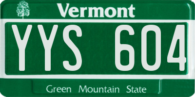 VT license plate YYS604