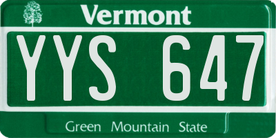 VT license plate YYS647