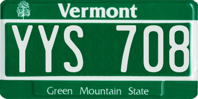 VT license plate YYS708