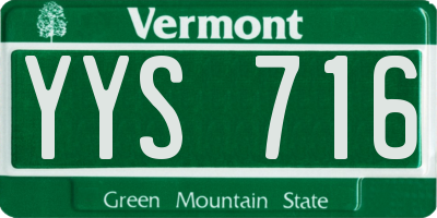 VT license plate YYS716