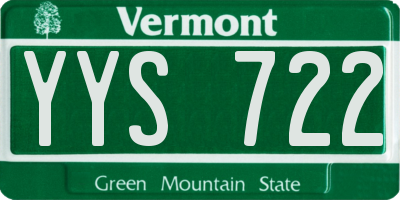 VT license plate YYS722