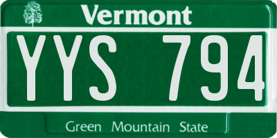 VT license plate YYS794