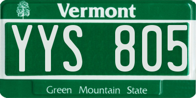 VT license plate YYS805