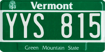 VT license plate YYS815