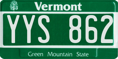 VT license plate YYS862