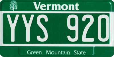 VT license plate YYS920