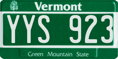 VT license plate YYS923