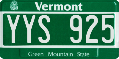VT license plate YYS925