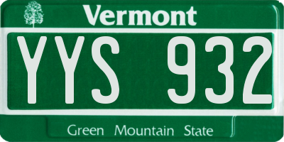 VT license plate YYS932